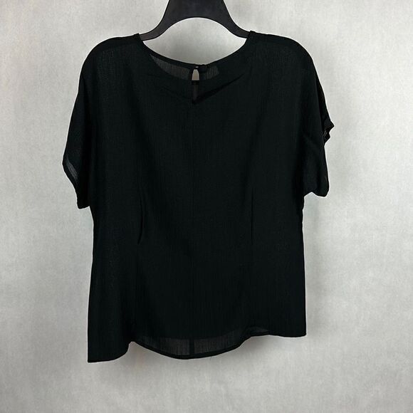 Vtg Carole Little Crinkle Top Black Dolman Sleeve Shell Casual Blouse Sz 6 - Picture 3 of 7